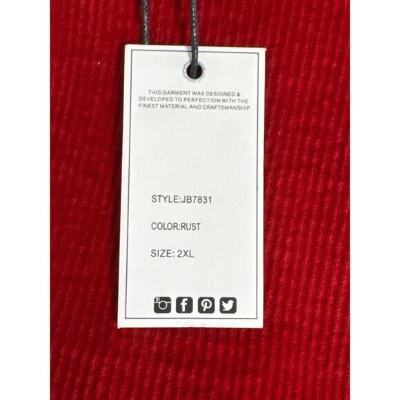 NWT Judy Blue Women's Corduroy Button Down Fringe Shacket in Rust Size 2XL - Picture 6 of 13